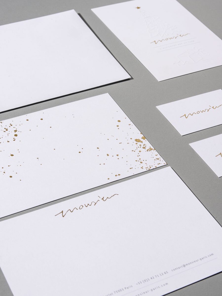 Outils de communication et graphisme fait par le Studio Emma Roux pour la bijouterie Monsieur de Paris